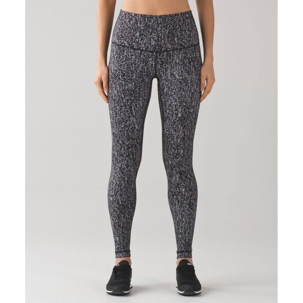 Lululemon Wunder Under Pant Hi-Rise Splatter White Black Size 4